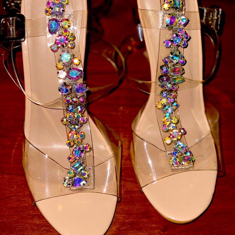 Sexy Nude Crystal Heels